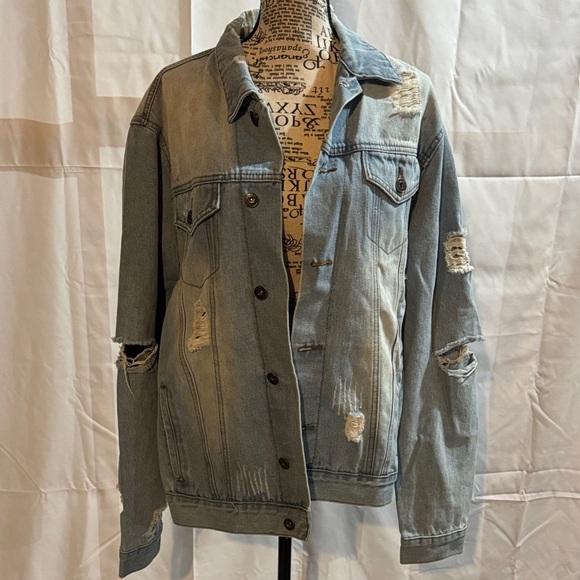Brooklyn Cloth Distressed Light Blue Jean Jacket - Picture 1 of 3